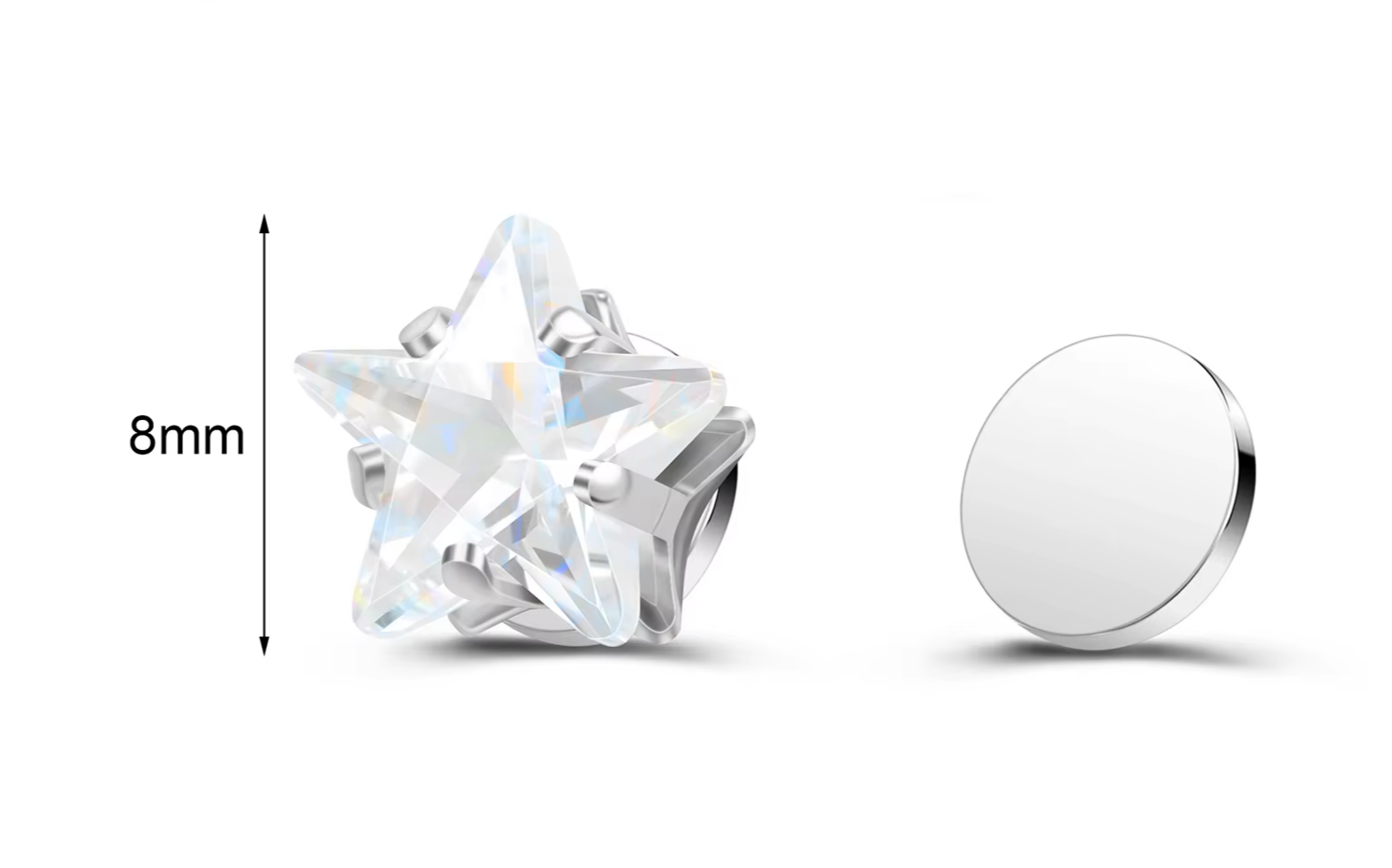✨ Magnetic Clip-On Earrings (No Piercing Needed) featuring a sparkling star and heart design with dazzling crystals. Stylish, comfortable, and perfect for everyday wear. 💎🤍
