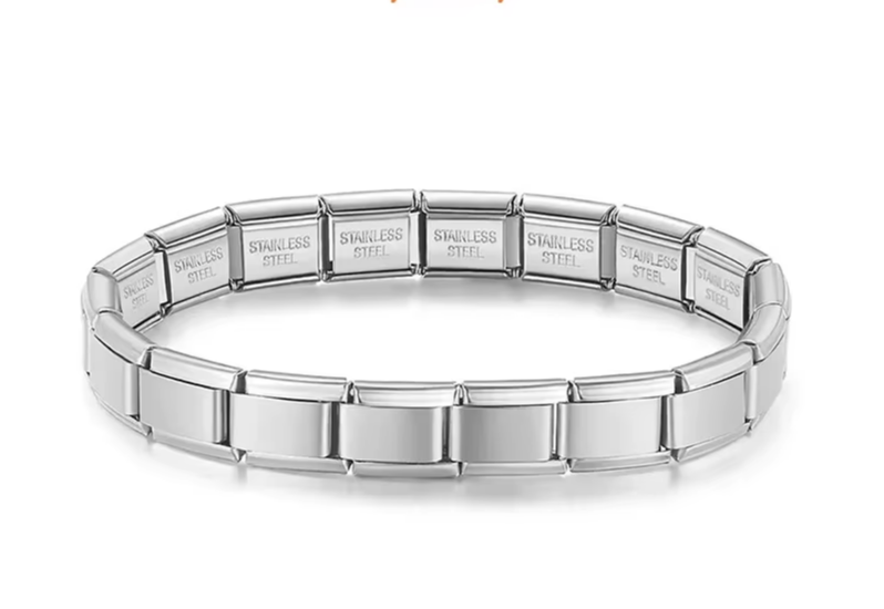 9mm Italian Stainless Steel Charm Bracelet for Him & Her