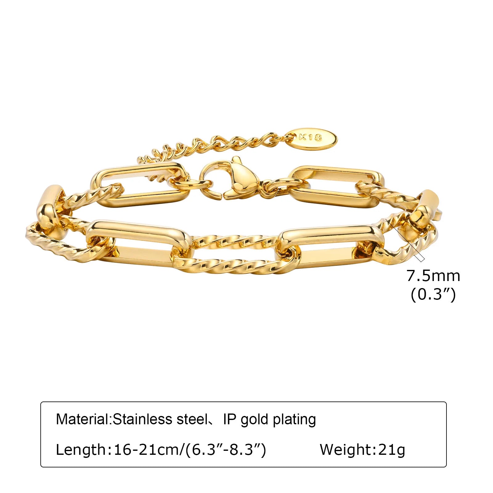 Luxury Gold Link Bracelet – Waterproof