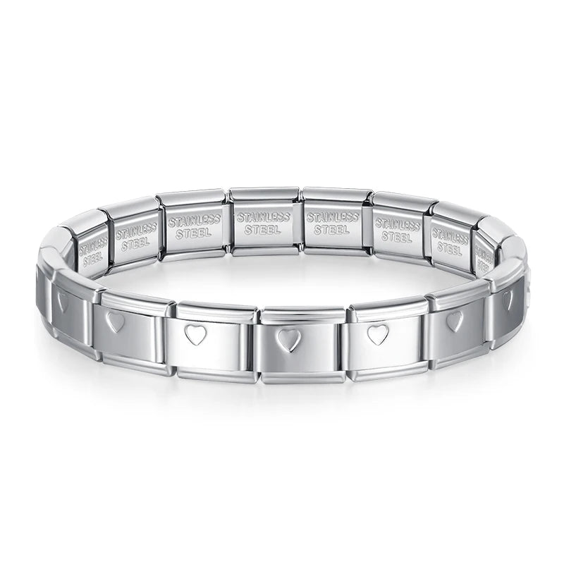 9mm Italian Stainless Steel Charm Bracelet for Him & Her