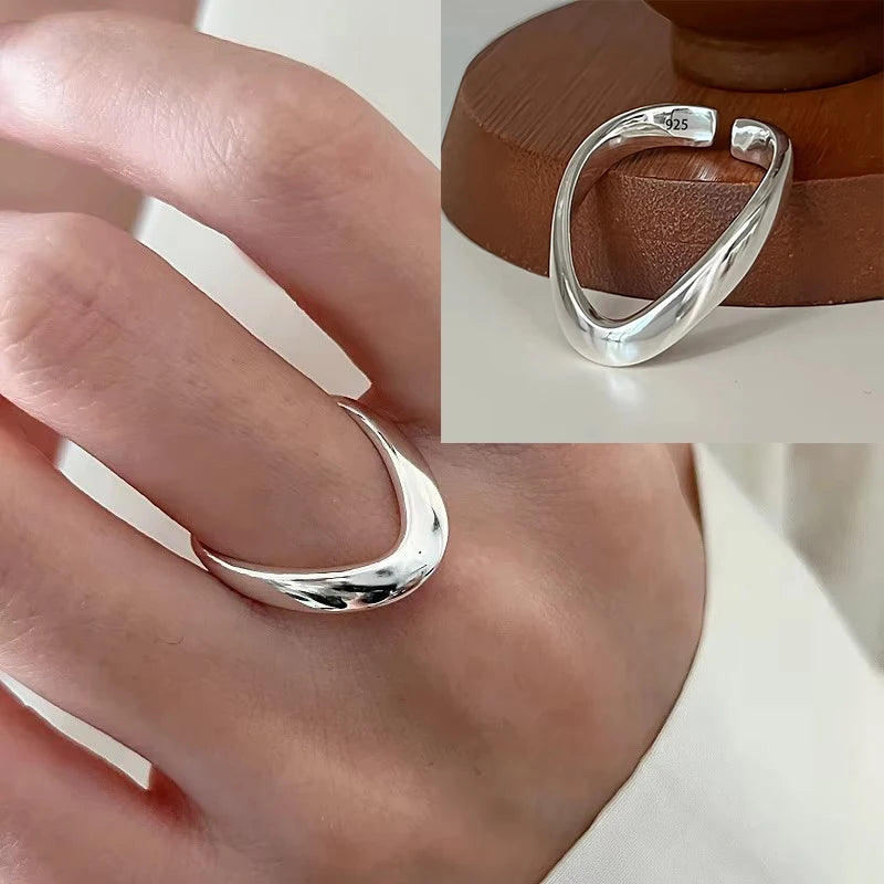 VENTFILLE 925 Sterling Silver Irregular Ring for Women Geometry Versatile Minimalism  Accessories Jewelry Gift Dropshipping