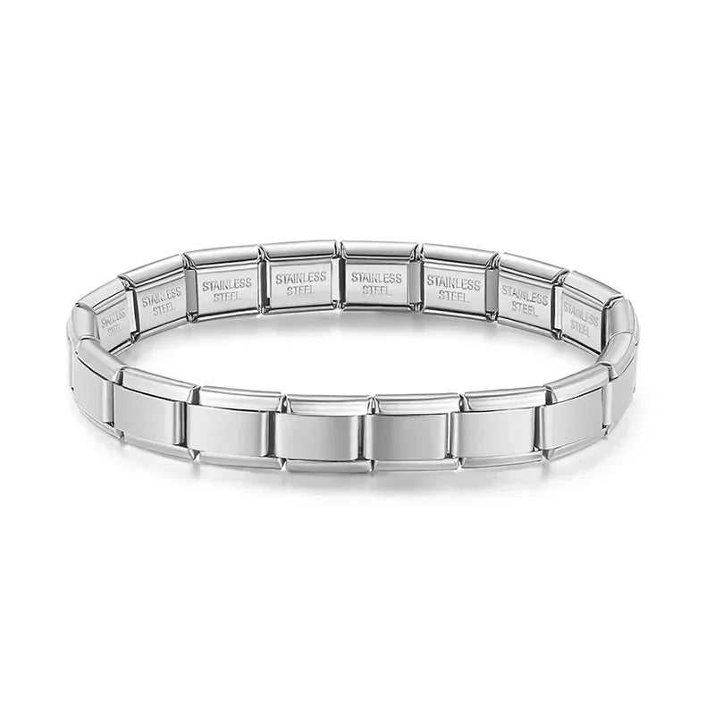 9mm Italian Stainless Steel Charm Bracelet for Him & Her