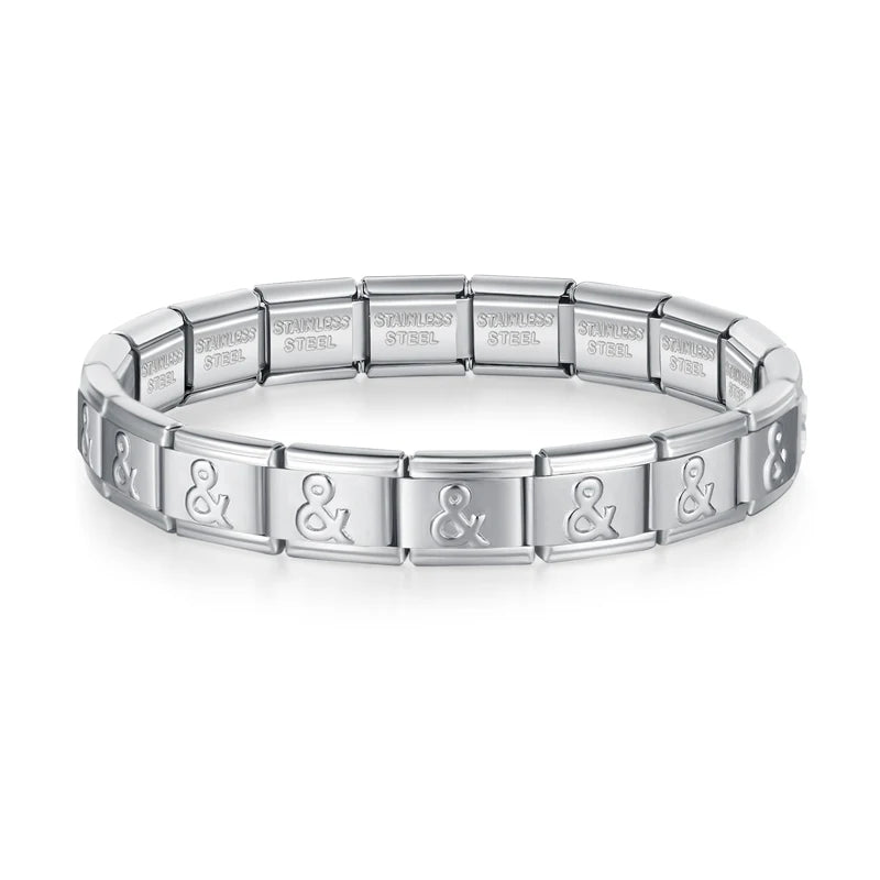 9mm Italian Stainless Steel Charm Bracelet for Him & Her
