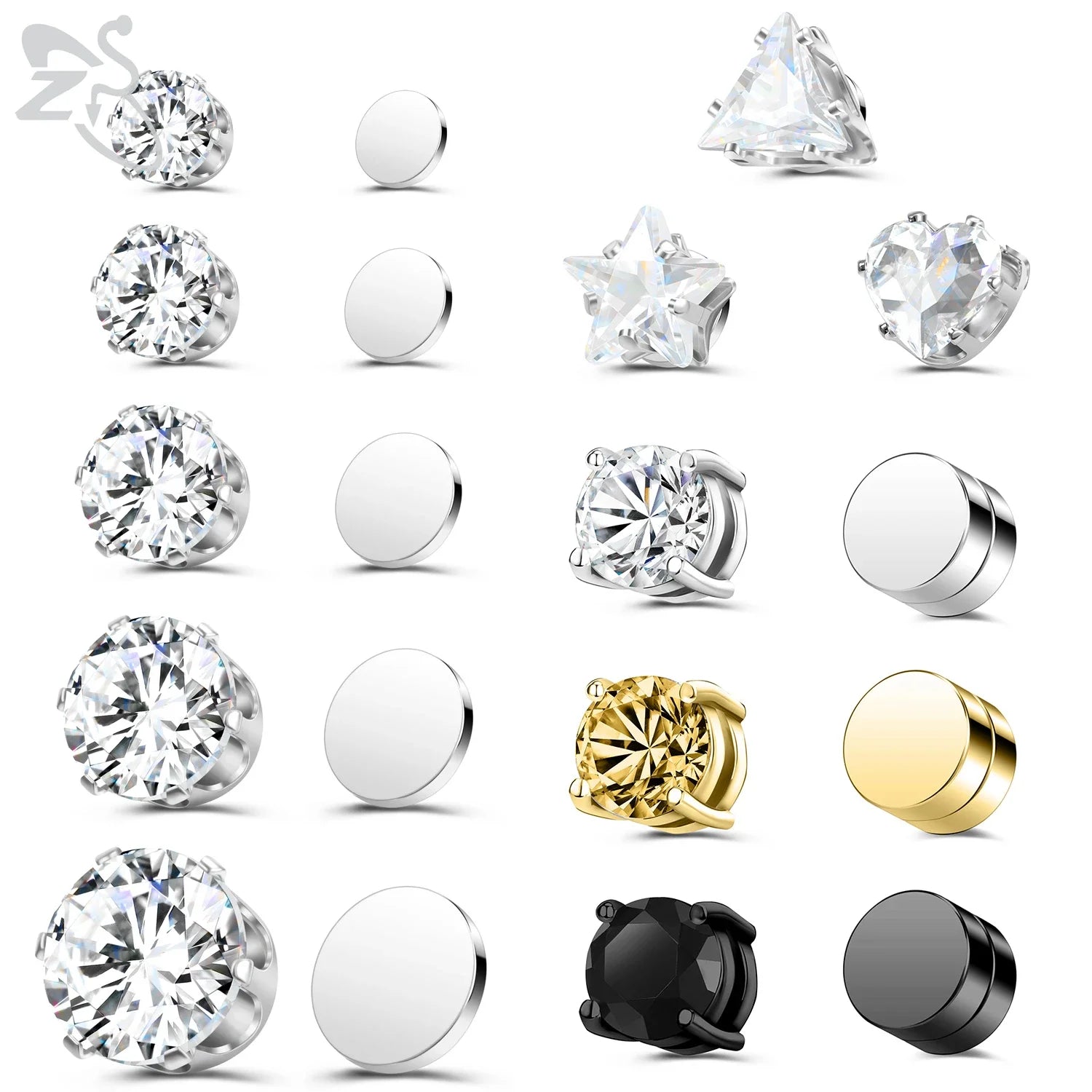 ✨ Magnetic Clip-On Earrings (No Piercing Needed) featuring a sparkling star and heart design with dazzling crystals. Stylish, comfortable, and perfect for everyday wear. 💎🤍