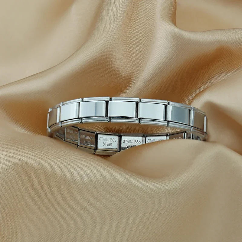 9mm Italian Stainless Steel Charm Bracelet for Him & Her