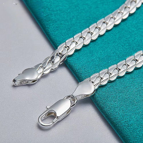 925 Sterling Silver Unisex Bracelet, 6mm Flat Chain Design, Modern and Elegant Style, Perfect for Daily Wear, Special Occasions, and Gifts.