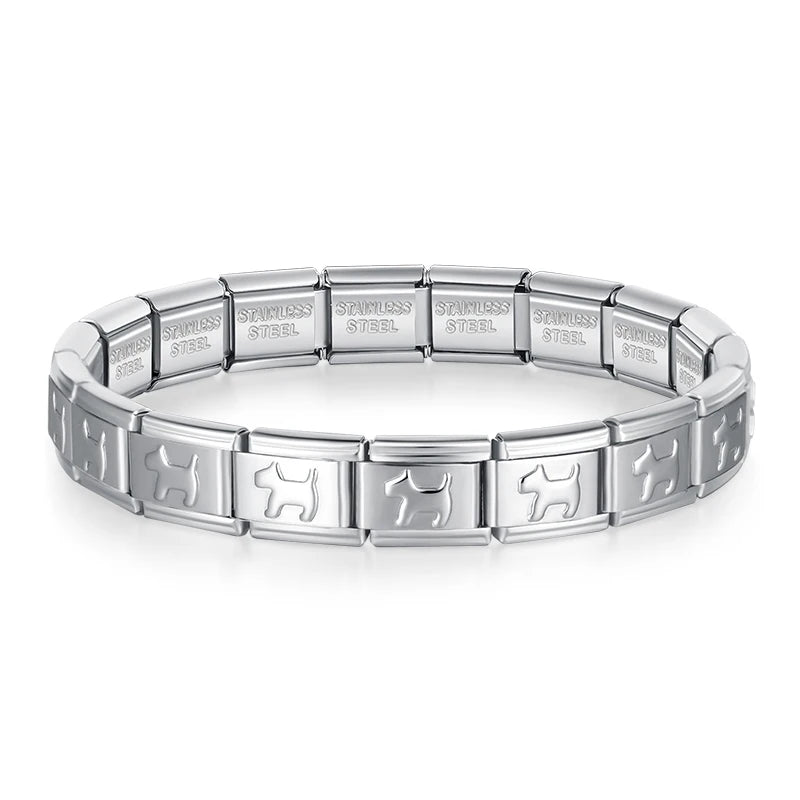 9mm Italian Stainless Steel Charm Bracelet for Him & Her